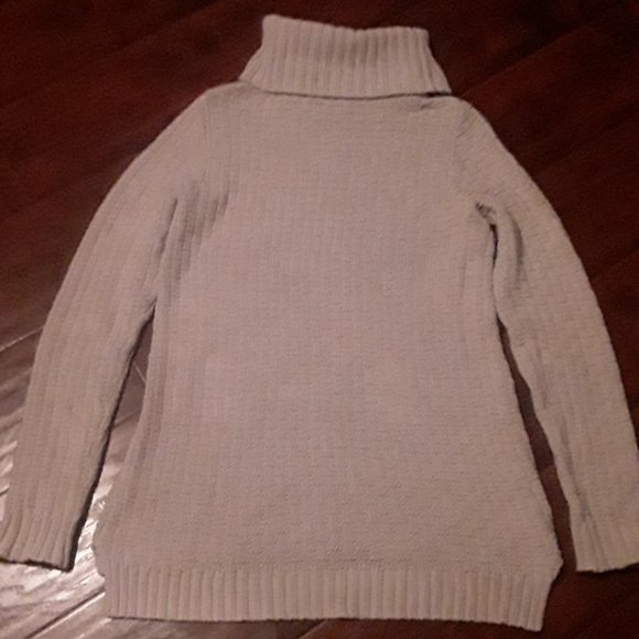 Taupe waffle-Knit Turtleneck Sweater - Picture 1 of 4